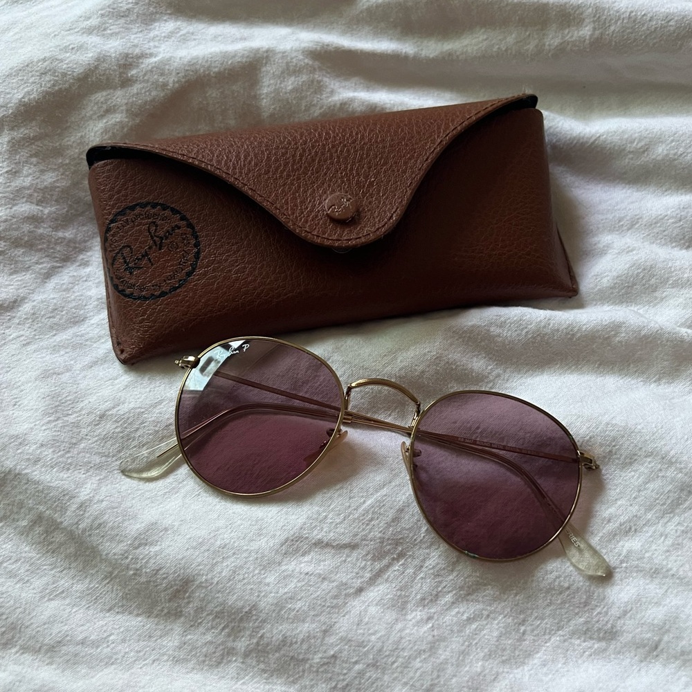 Pink Polarized Round Ray Ban Sunglasses
